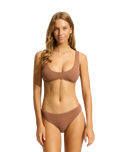 The Seafolly Womens Sea Dive Multi Fit Longline Bikini Top in Bronze