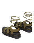 The Dr Martens Womens Nartilla Tumbled Nubuck Lace Up Gladiator Sandals in Muted Olive