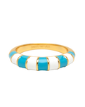 The Pura Vida Striped Enamel Gold Ring in Blue & White