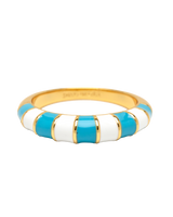 The Pura Vida Striped Enamel Gold Ring in Blue & White