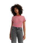 The Levi's® Womens Perfect T-Shirt in Sandy Stripe Script Red