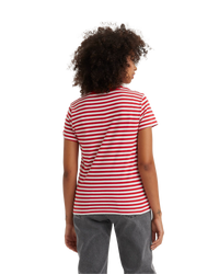 The Levi's® Womens Perfect T-Shirt in Sandy Stripe Script Red