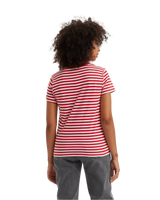 The Levi's® Womens Perfect T-Shirt in Sandy Stripe Script Red