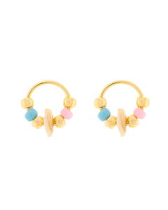 The Pura Vida Seed Bead & Shell Stud Earrings in Gold