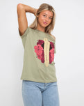 The Born by the Sea Womens Surfboard T-Shirt in Pistachio