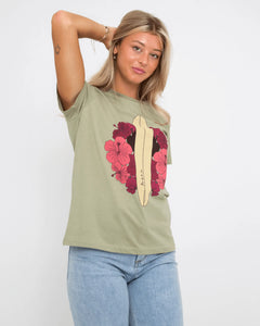 The Born by the Sea Womens Surfboard T-Shirt in Pistachio