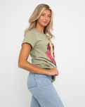 The Born by the Sea Womens Surfboard T-Shirt in Pistachio