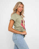 The Born by the Sea Womens Surfboard T-Shirt in Pistachio