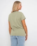 The Born by the Sea Womens Surfboard T-Shirt in Pistachio