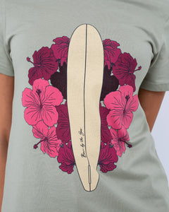 The Born by the Sea Womens Surfboard T-Shirt in Pistachio