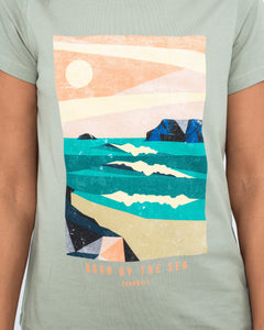 The Born by the Sea Womens Headlands T-Shirt in Pistachio