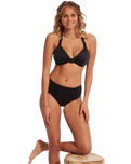 The Seafolly Womens Collective Gathered Front Retro Bikini Bottoms in Black