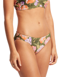 The Seafolly Womens Paradise Garden Reversible Bikini Bottoms in Avocado