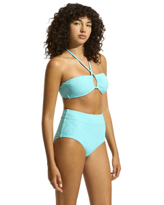 The Seafolly Womens Oasis High Waisted Bikini Bottoms in Atoll