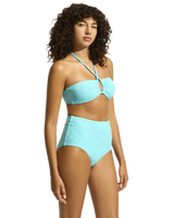 The Seafolly Womens Oasis High Waisted Bikini Bottoms in Atoll