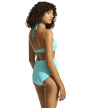 The Seafolly Womens Oasis High Waisted Bikini Bottoms in Atoll