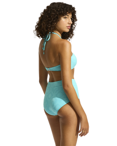 The Seafolly Womens Oasis High Waisted Bikini Bottoms in Atoll