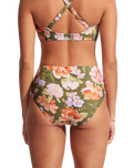 The Seafolly Womens Paradise Garden High Waisted Bikini Bottoms in Avocado