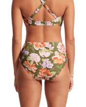 The Seafolly Womens Paradise Garden High Waisted Bikini Bottoms in Avocado