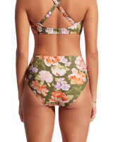 The Seafolly Womens Paradise Garden High Waisted Bikini Bottoms in Avocado