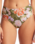 The Seafolly Womens Paradise Garden High Waisted Bikini Bottoms in Avocado