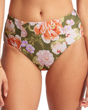 The Seafolly Womens Paradise Garden High Waisted Bikini Bottoms in Avocado