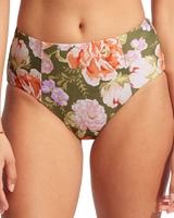 The Seafolly Womens Paradise Garden High Waisted Bikini Bottoms in Avocado