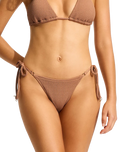 The Seafolly Womens Sea Dive Tie Side Rio Bikini Bottoms in Bronze