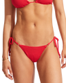 The Seafolly Womens Sea Dive Tie Side Rio Bikini Bottoms in Chilli Red