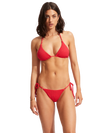 The Seafolly Womens Sea Dive Tie Side Rio Bikini Bottoms in Chilli Red