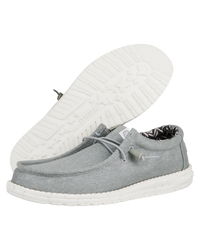 The Hey Dude Shoes Mens Wally Canvas Shoes in Light Grey