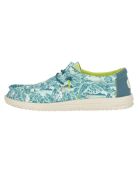 The Hey Dude Shoes Mens Wally H20 Tropical Shoes in Blue Tropical