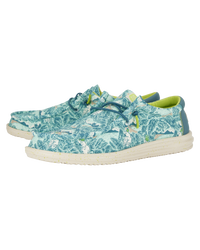 The Hey Dude Shoes Mens Wally H20 Tropical Shoes in Blue Tropical