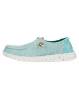 The Hey Dude Shoes Womens Wendy Heathered Slub Tropical Shoes in Blue