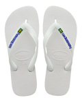 The Havaianas Mens Brazil Logo Flip Flops in White