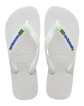 The Havaianas Mens Brazil Logo Flip Flops in White