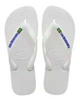 The Havaianas Mens Brazil Logo Flip Flops in White