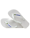 The Havaianas Mens Brazil Logo Flip Flops in White