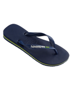 The Havaianas Mens Brazil Logo Flip Flops in Navy Blue