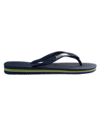 The Havaianas Mens Brazil Logo Flip Flops in Navy Blue