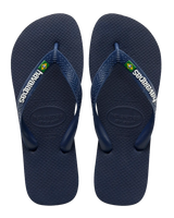 The Havaianas Mens Brazil Logo Flip Flops in Navy Blue