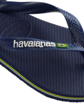 The Havaianas Mens Brazil Logo Flip Flops in Navy Blue