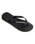 The Havaianas Mens Brazil Logo Flip Flops in Black