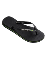 The Havaianas Mens Brazil Logo Flip Flops in Black