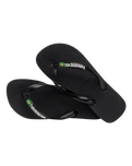 The Havaianas Mens Brazil Logo Flip Flops in Black