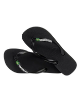 The Havaianas Mens Brazil Logo Flip Flops in Black