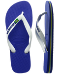 The Havaianas Mens Brazil Logo Flip Flops in Marine Blue