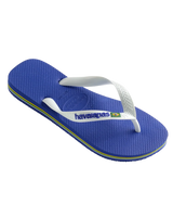 The Havaianas Mens Brazil Logo Flip Flops in Marine Blue