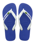 The Havaianas Mens Brazil Logo Flip Flops in Marine Blue