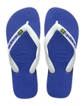 The Havaianas Mens Brazil Logo Flip Flops in Marine Blue